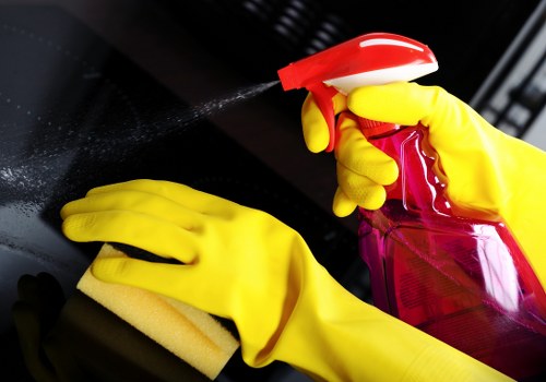 Domestic cleaning supplies and tidy kitchen surfaces in a Wandsworth home