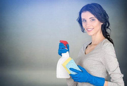 Professional cleaners working in a Wandsworth apartment building